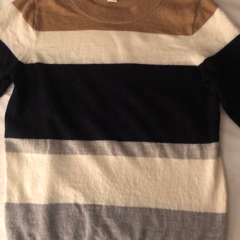JCrew thin striped sweater. 3/4 sleeves.